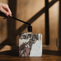 Square Calacatta Viola Marble Vessel|Refillable Candle