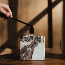 Square Calacatta Viola Marble Vessel|Refillable Candle